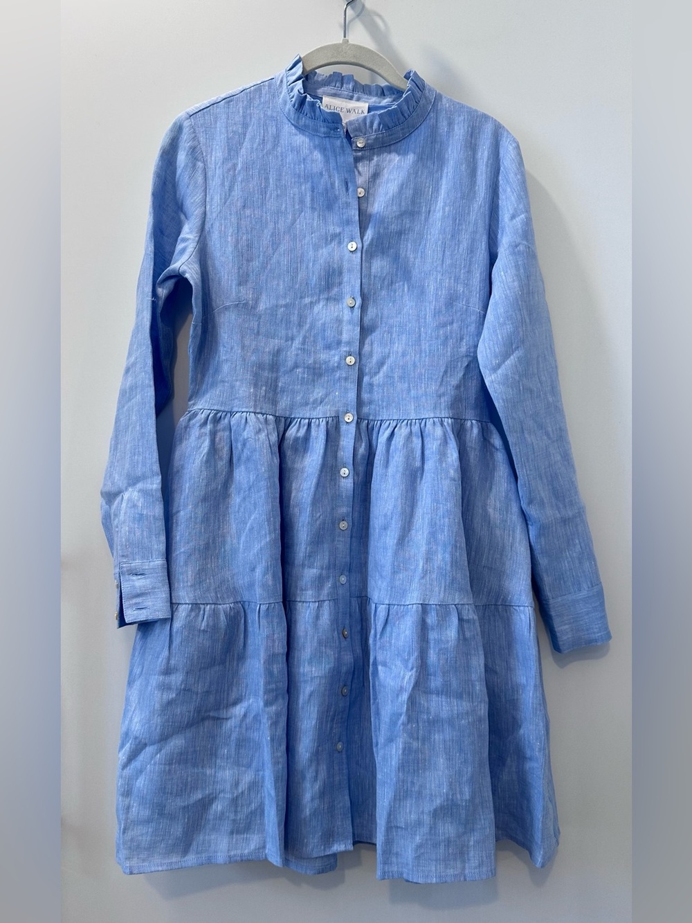 NWT Alice Walk Tiered Linen Dress, Light Blue, XS